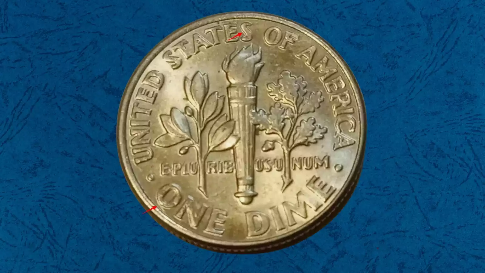 2006 dime doubled die error with doubling visible on Liberty inscription